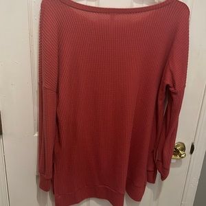 Waffle knit tunic in dark coral/pink